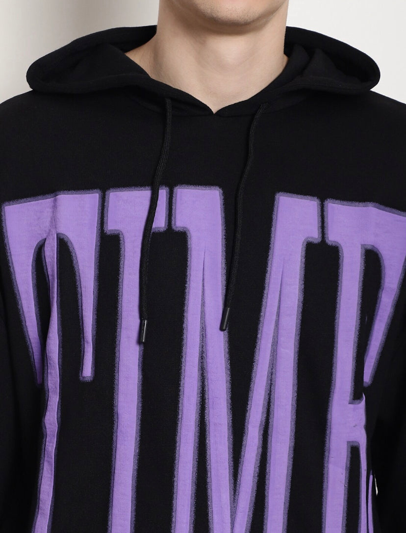 “TIME” PUFF PRINT HOODIE - Amessio