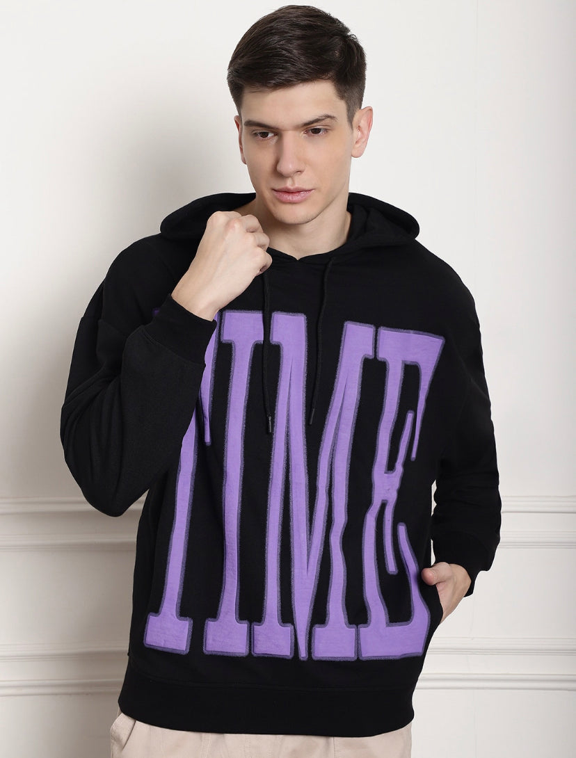 “TIME” PUFF PRINT HOODIE - Amessio
