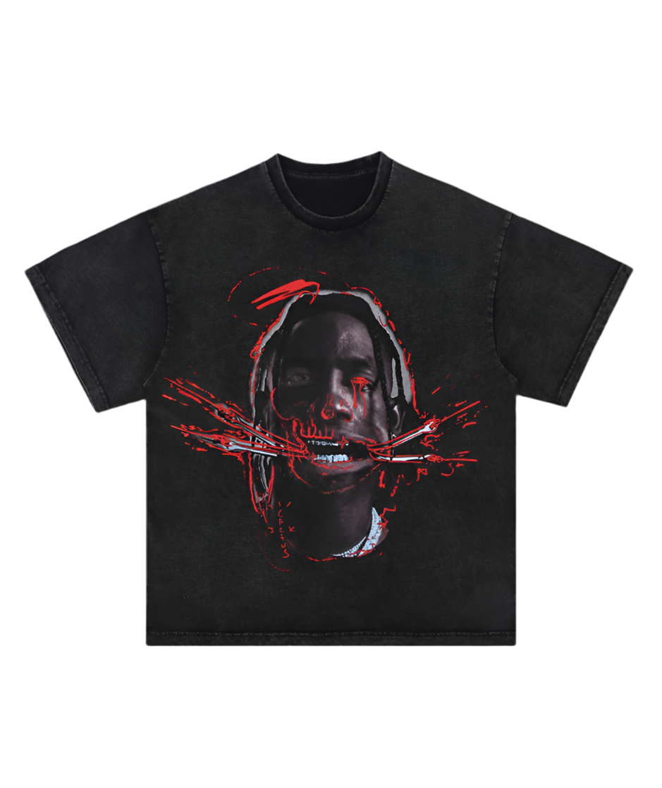 “TRAVIS SCOTT” ACID WASHED OVERSIZED T-SHIRT - AMESSIO