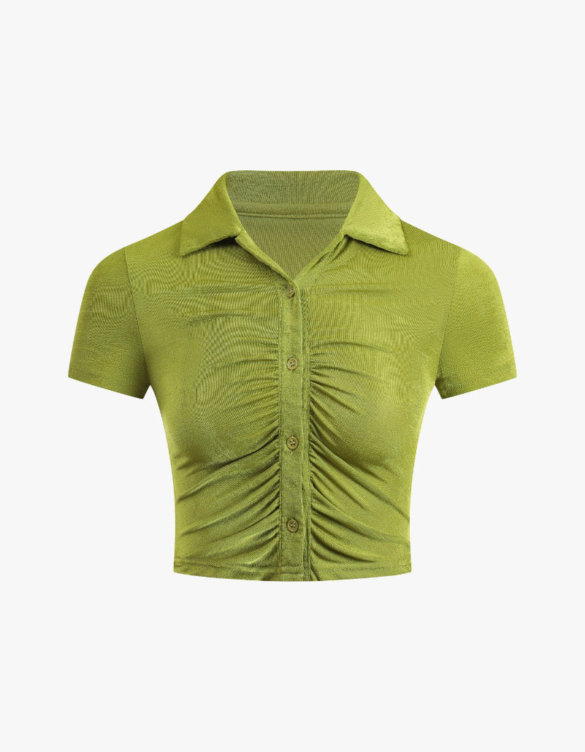 “RUCHED” PLACKET TOP - Amessio