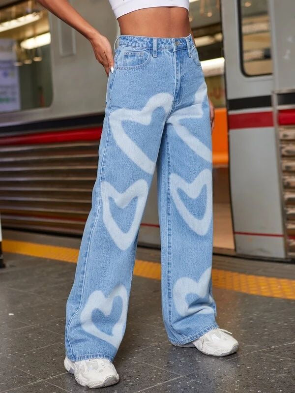 “HEARTS” BAGGY JEANS - Amessio