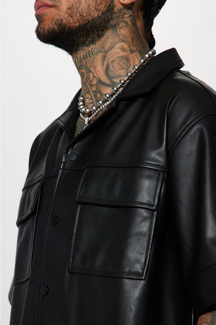 “LEATHER” HALF SLEEVE SHIRT - Amessio