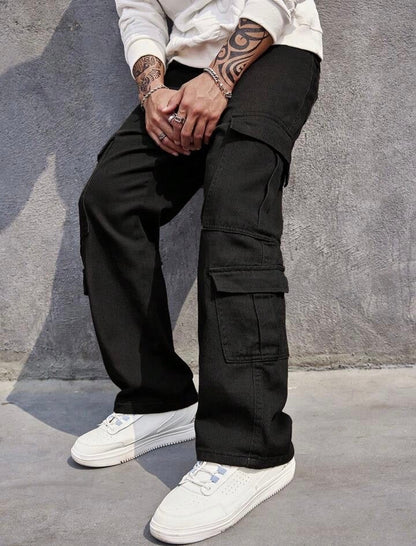 “DOUBLE POCKET” BLACK CARGO - Amessio