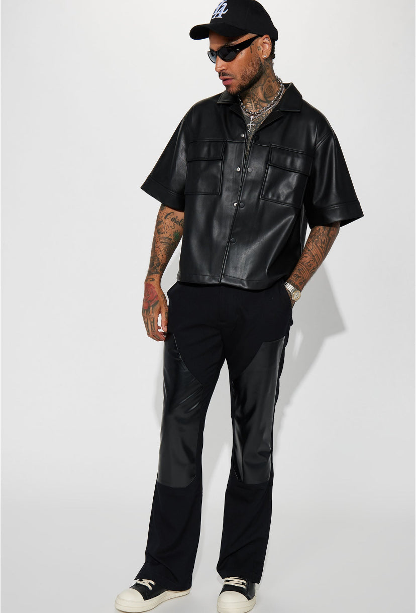 “LEATHER” HALF SLEEVE SHIRT - Amessio