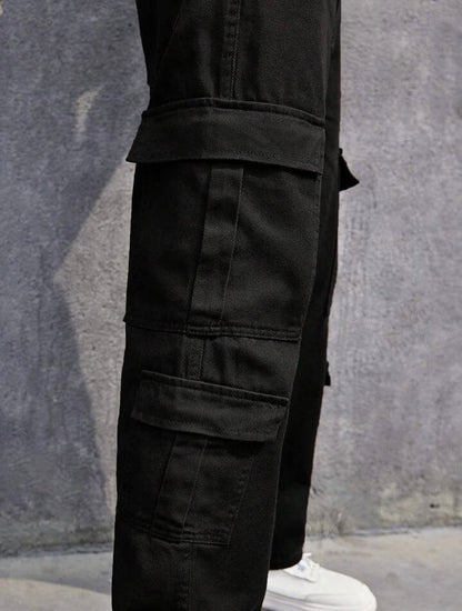 “DOUBLE POCKET” BLACK CARGO - Amessio