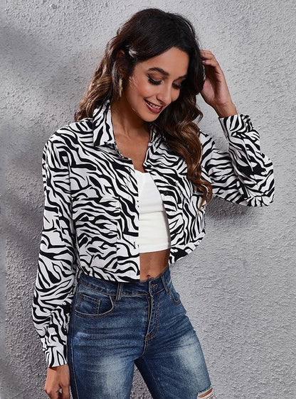 “ZEBRA” PRINTED CROP SHIRT - Amessio