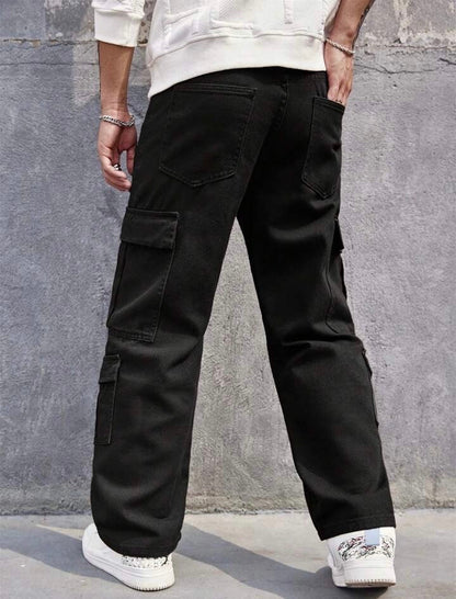 “DOUBLE POCKET” BLACK CARGO - Amessio