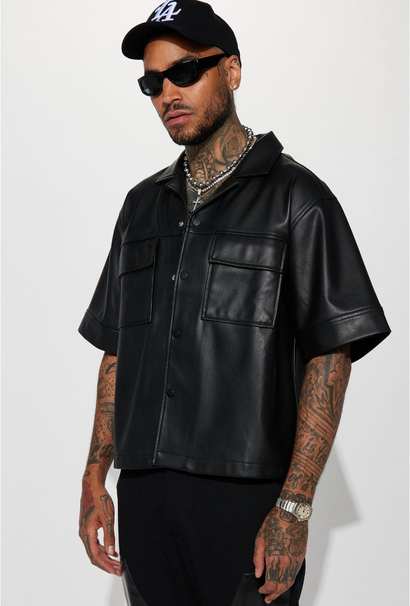 “LEATHER” HALF SLEEVE SHIRT - Amessio