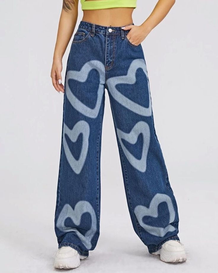 “HEARTS” BAGGY JEANS - Amessio