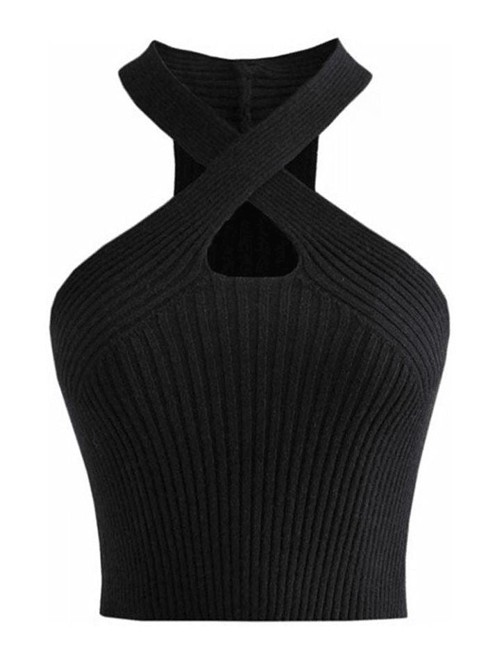 “BLACK” HALTER TOP - Amessio