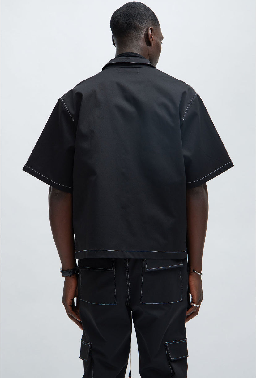 “OVERSIZED” HALF SLEEVES STITCHED SHIRT - Amessio