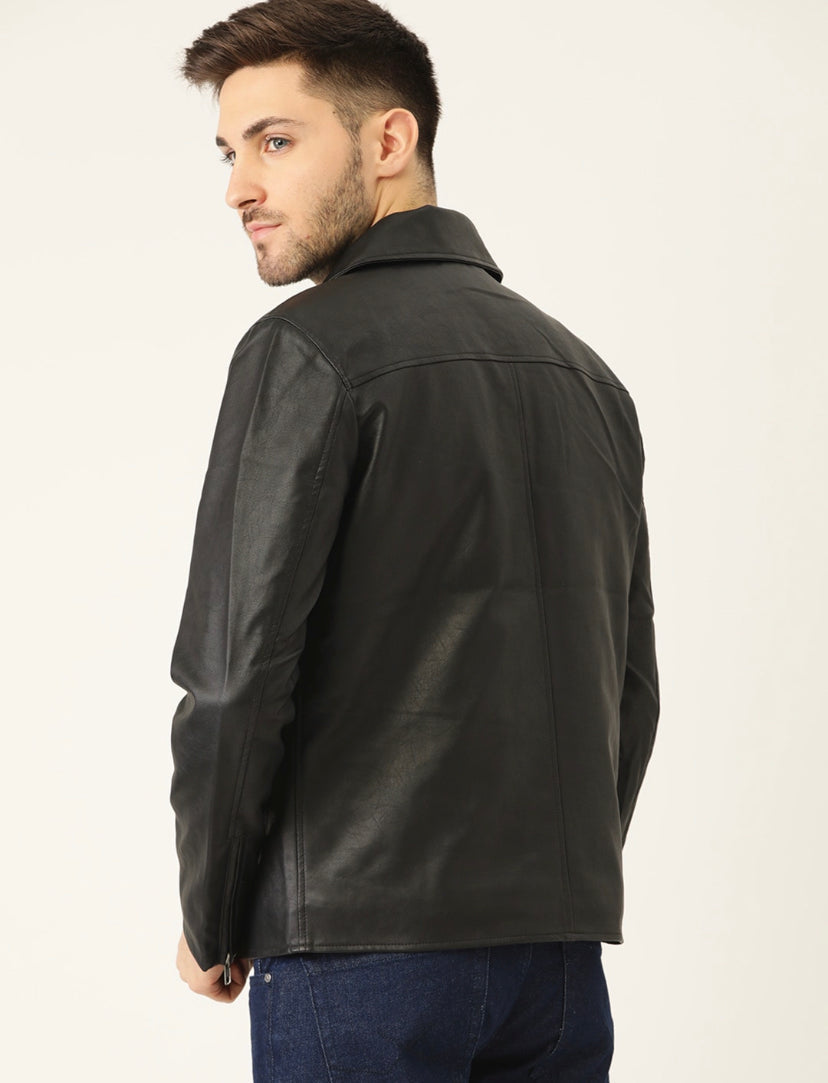 “LONG COLLAR” LEATHER JACKET - Amessio