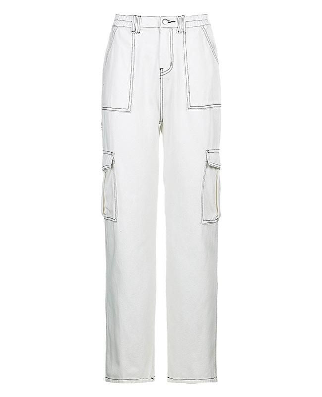 “WHITE” UTILITY PANTS - Amessio