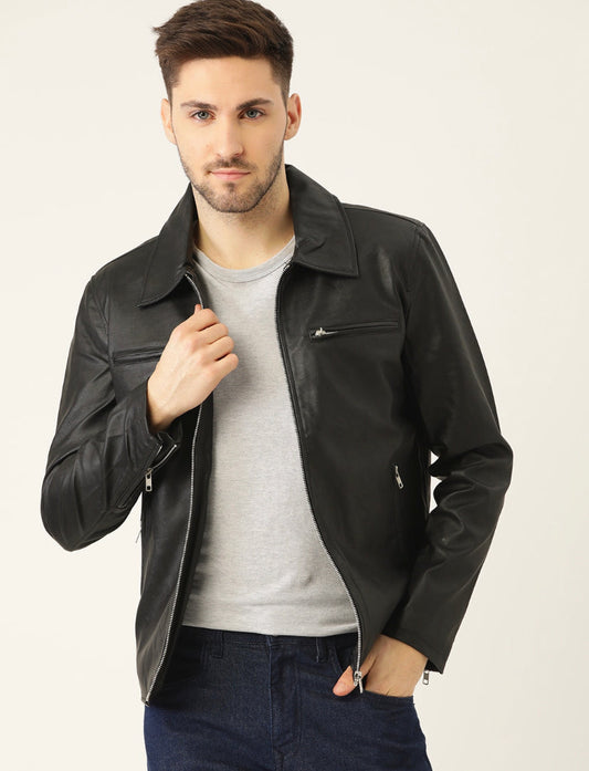 “LONG COLLAR” LEATHER JACKET - Amessio