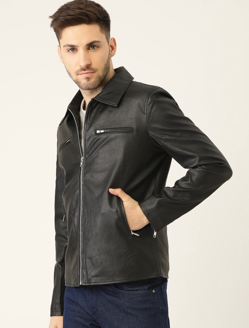 “LONG COLLAR” LEATHER JACKET - Amessio